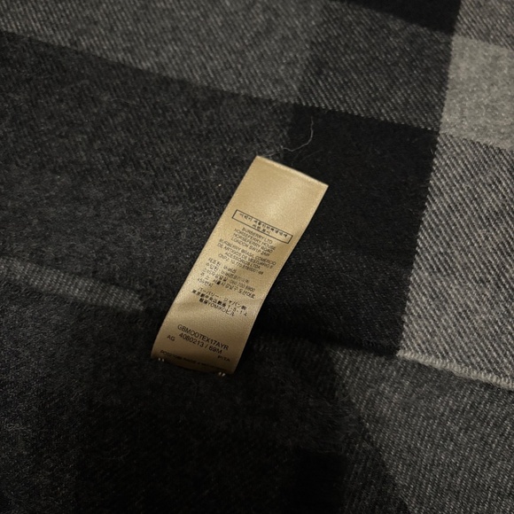 Burberry Wool and Cashmere Plaid Charcoal Grey and Tan Scarf - Picture 3 of 5